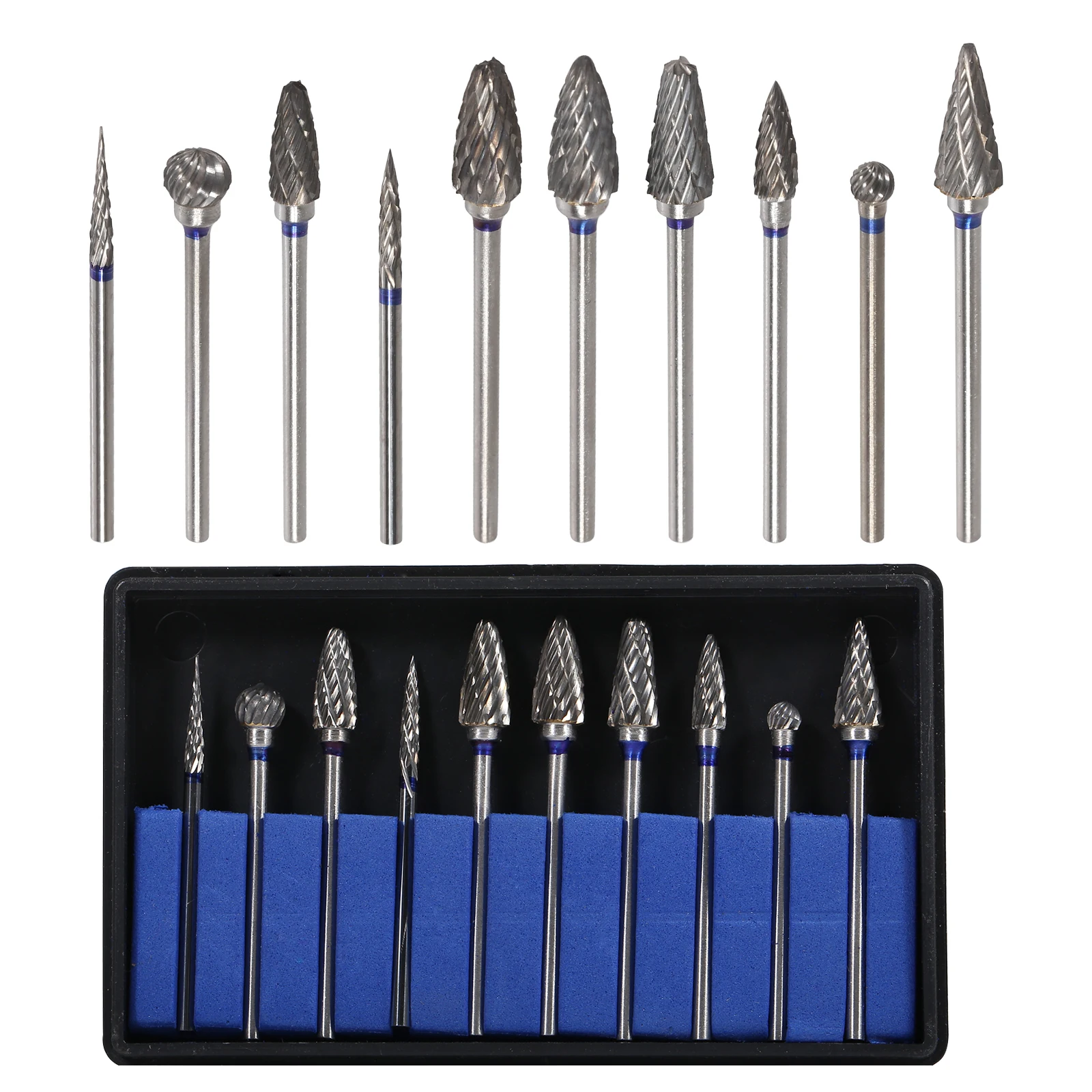 10Pcs Nieuwe Tungsten Carbide Staal Materiaal Burs Cutters Tips Polijsten Multifunctionele Slijpen Boren P-Type 2.35Mm Tool kit