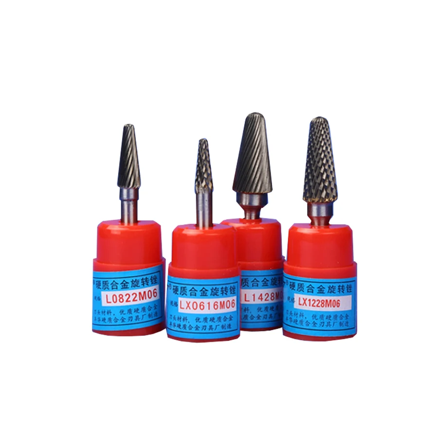 1PCS L-type Carbide Rotary File L LX1228M06 Conical Dome Tungsten Steels Milling Cutter Alloy Grinding Head Engraving Tools 6mm
