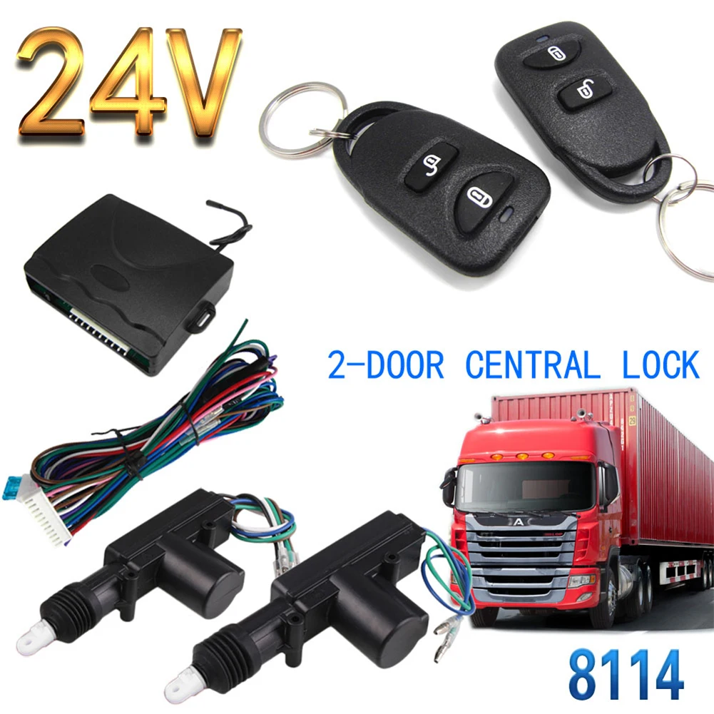 Waterproof 24V Truck Remote Control Central Locking Anti-theft Device 8114 2-door 2-button For Large Carts Large Functional