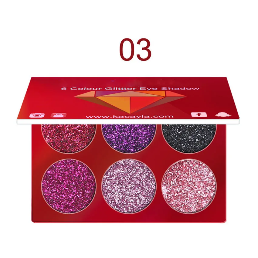 6 Màu Sắc Lấp Lánh Eyeshadow Palette Kim Cương Dạ Quang Mắt Thời Trang Nữ Lâu Sáng Bóng Bột Phấn Mắt Dụng Cụ Trang Điểm
