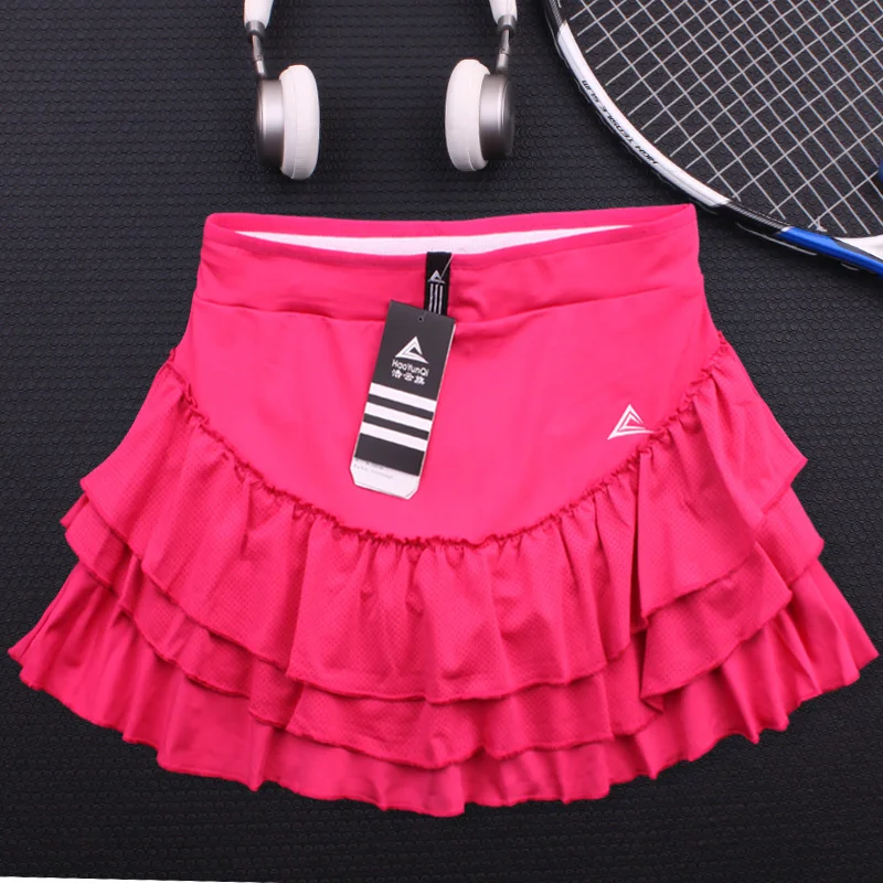 Quick Dry Sports Tennis Skirt Women Fluffy Cake Fitness Yoga Running Clothes Girl Badminton Solid Pleated Workout Skort