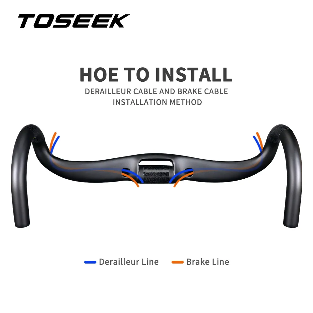 TOSEEK Handlebar TR-1000 Road Carbon Handlebar Matt Black Bicycle Handle Bar Internal Wiring 400/420/440mm  Handlebars