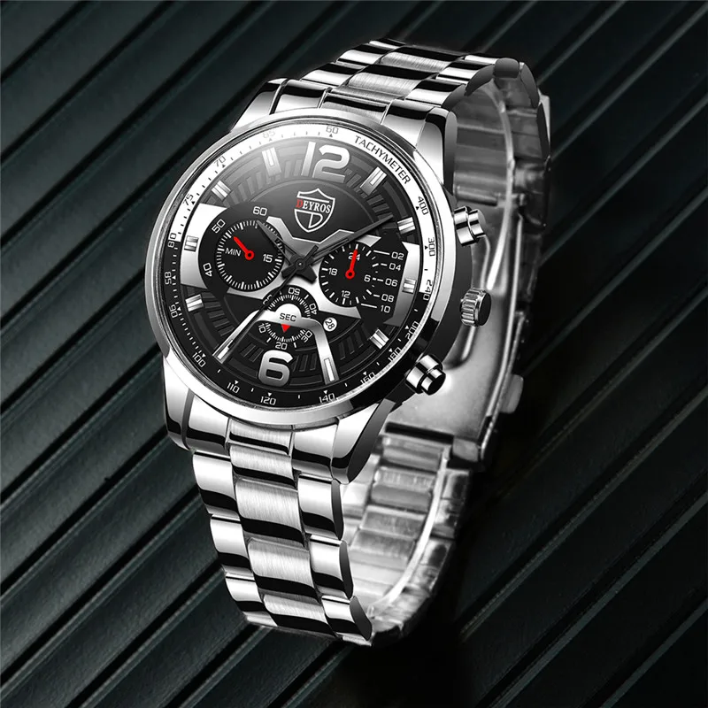 Mode Herren Edelstahl Uhren Luxus Männer Sport Quarz Armbanduhr Männlichen Business Casual Leder Uhr relogio masculino