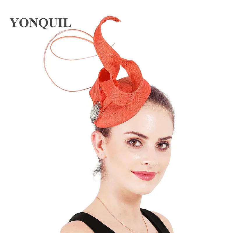 Frauen Frühling Licht Blau Fascinator Cocktail Hut Haarbänder Mesh Kopfstück Nachahmung Sinamay Mode Damen Elegante Zubehör – Detail 9