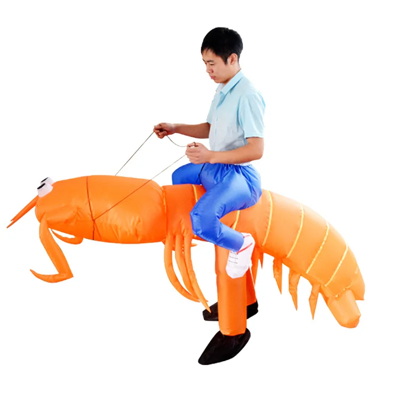 Shrimp Lobster Inflatable Costume Cosplay Anime Fancy Riding Suit Funny Party Halloween Costume For Adult Men Women