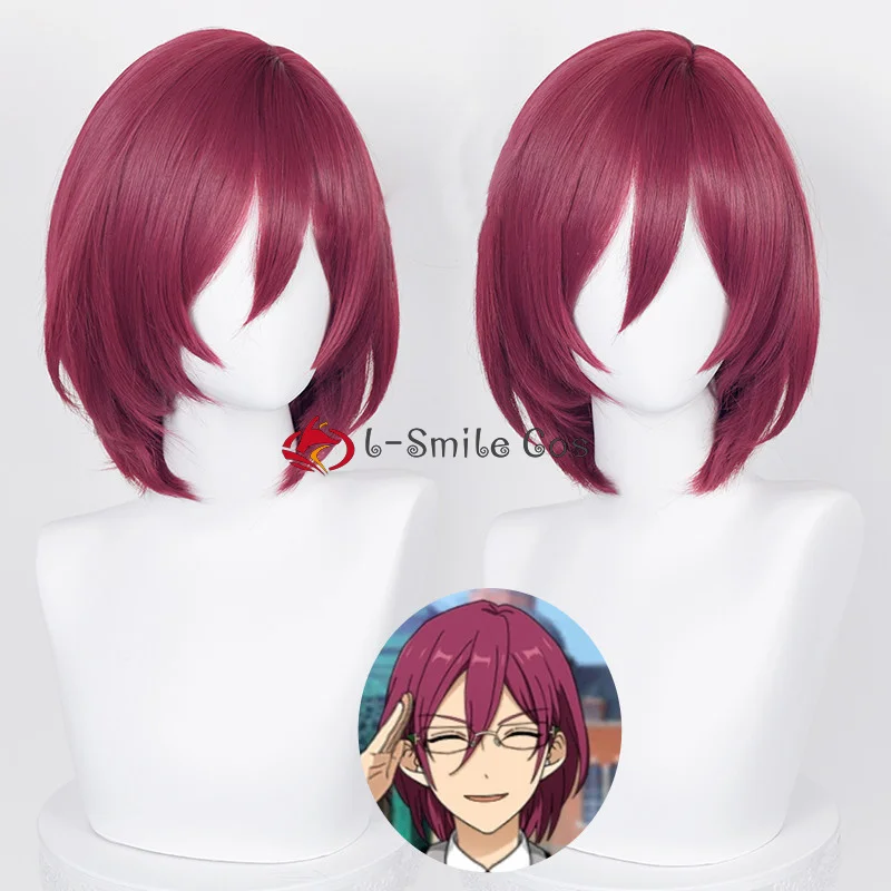 Game ES  SAEGUSA IBARA Deep Rose Long Or Short Cosplay Wigs Heat Resistant Synthetic Hair Anime Wig + Wig Cap