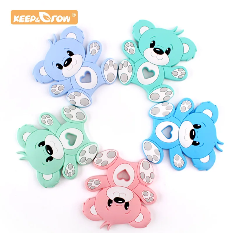 Baby Silicone Teether Animal Bear Nursing Teether Newborn Molars Chewing Teething Toys For Making Pacifier Chain Necklace Tools