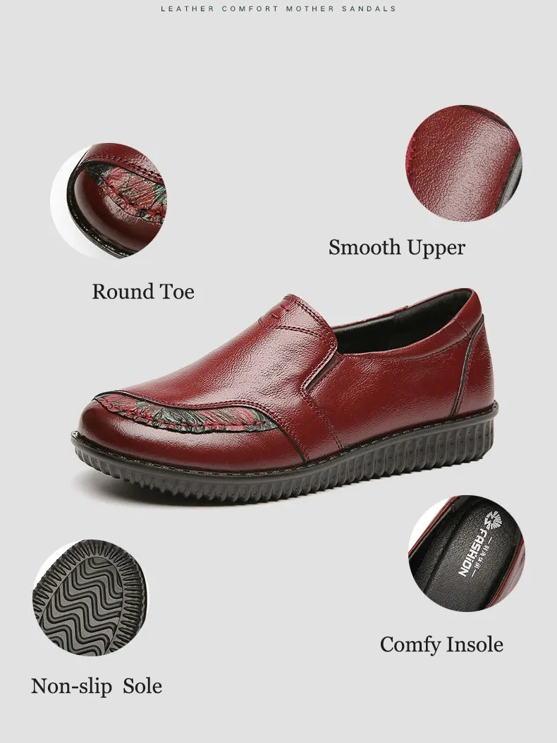 Echt leder Ballerinas Schuhe Frauen Vintage Luxus hochwertige Slipper Damen Mokassins lässig elegante Damen breite Schuhe – Detail 18
