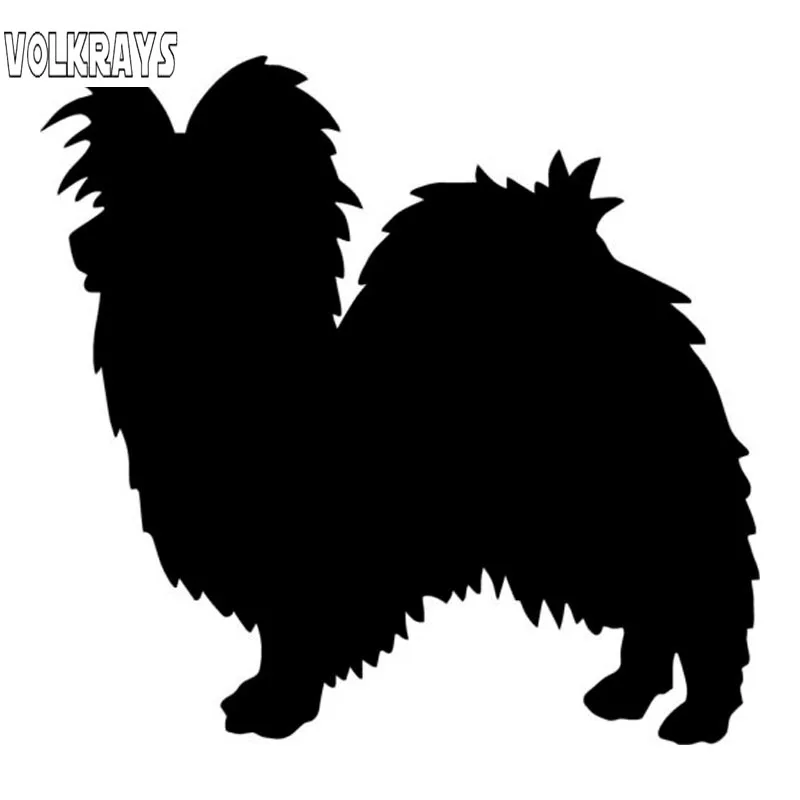 Volkrays Fashion Car Sticker Papillon Dog Silhouette Accessories Reflective Waterproof Vinyl Decal Black/Silver,8cm*8cm