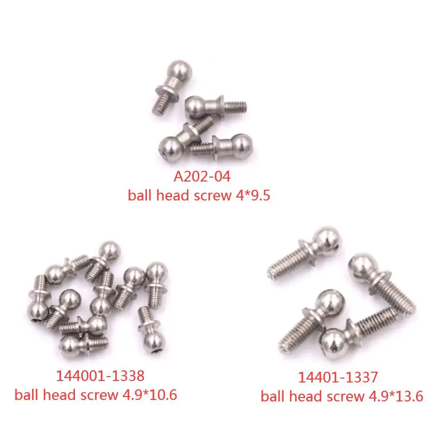 

Wltoys 144001 124018 124019 RC Car spare parts 144001-1337 144001-1338 A202-04 Ball head screw 4.9*13.6 / 4.9*10.6 / 4*9.5