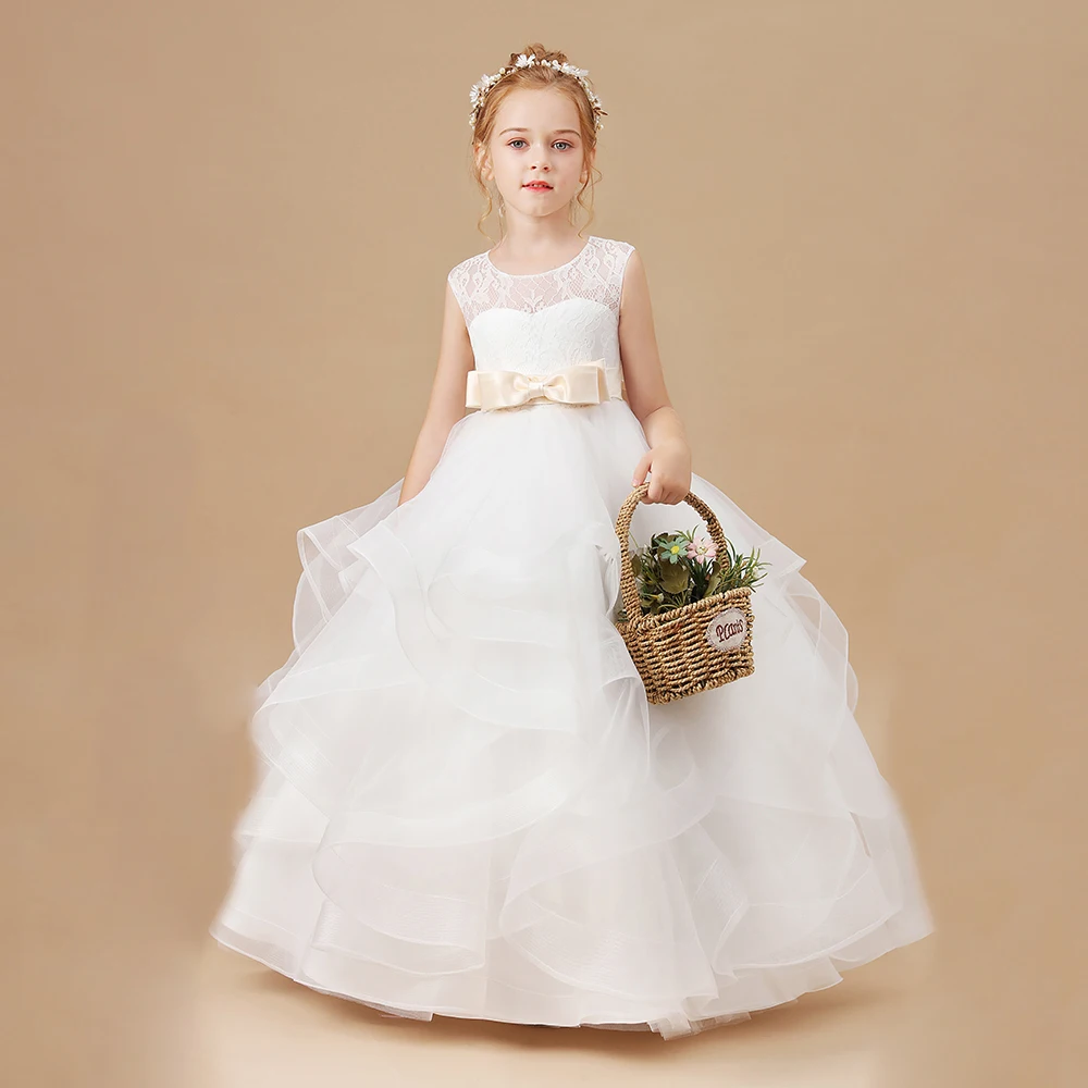 Elegant Princess Flower Girls Dress For Kids Ball-Gown Wedding Birthday Evening Party Pageant Event First Communion Dress Prom