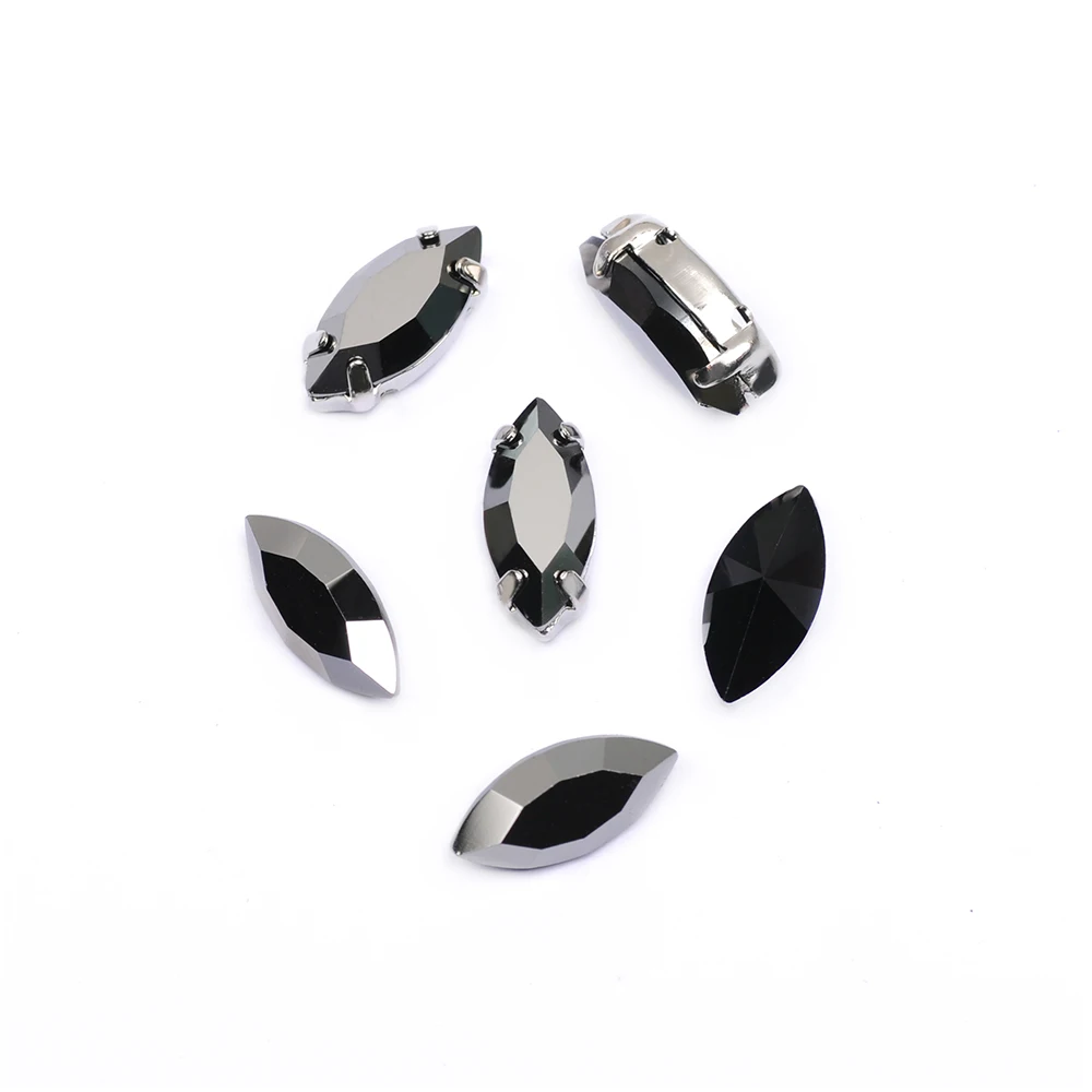 Jet Hematite 4200 Strass K9 Crystal quartz Sew on Rhinestones Navette sandals Sewing Accessories Jewelry component