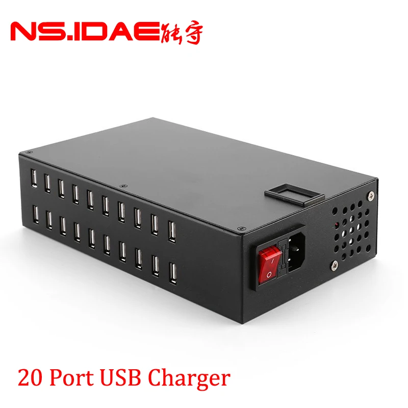 20 Ports USB  Charger Power Adapter Wall Fast Charging Dock Station 200W for Apple iPhone iPad Samsung Huawei Smartphone Table