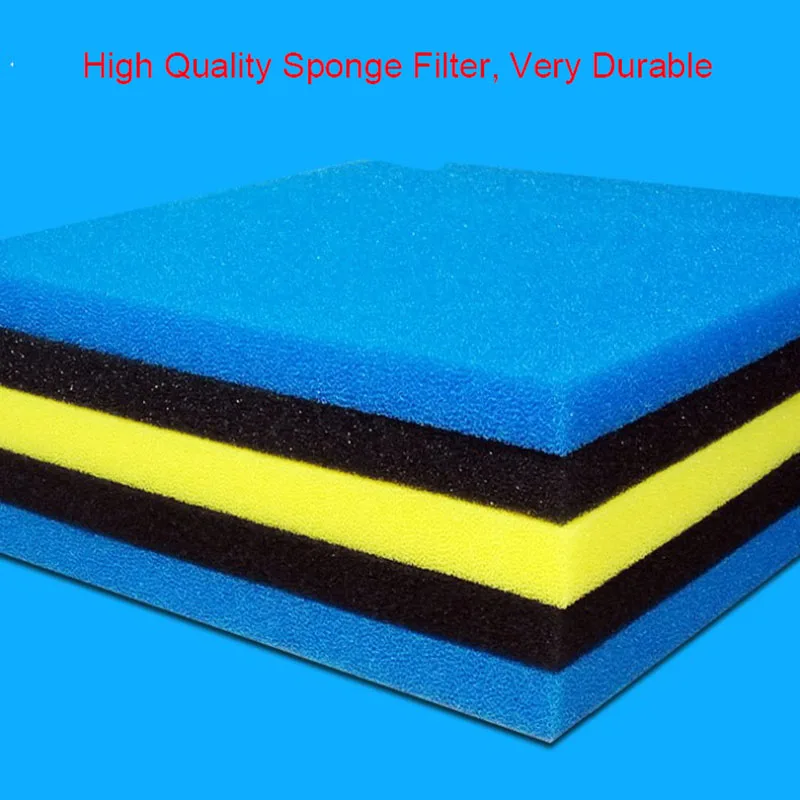 Water Filtration Foam Fish Tank Biochemical Filter Bio-sponge Skimmer Pads Sponge Aquarium Supplies Black Blue Yellow 50x50x2cm