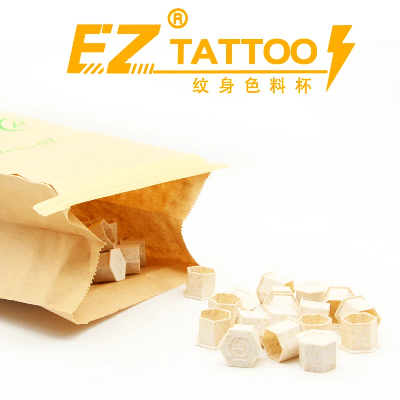 EZ Degradable Tattoo Ink Cup With Stable Base In Three Size Made From Environmentally Friendly for Permanent Makeup 200pcs/Bag