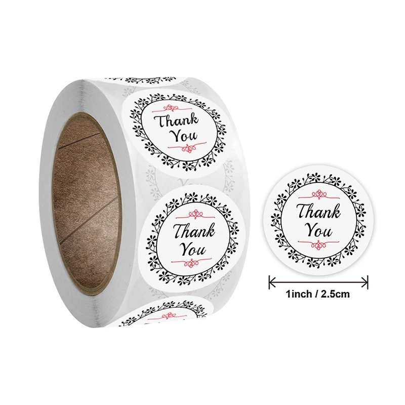 25mm/1 inch Thank You Roll Stickers Stationery Letter Stickers For Party Wedding Decoration Gift Packing Stickers