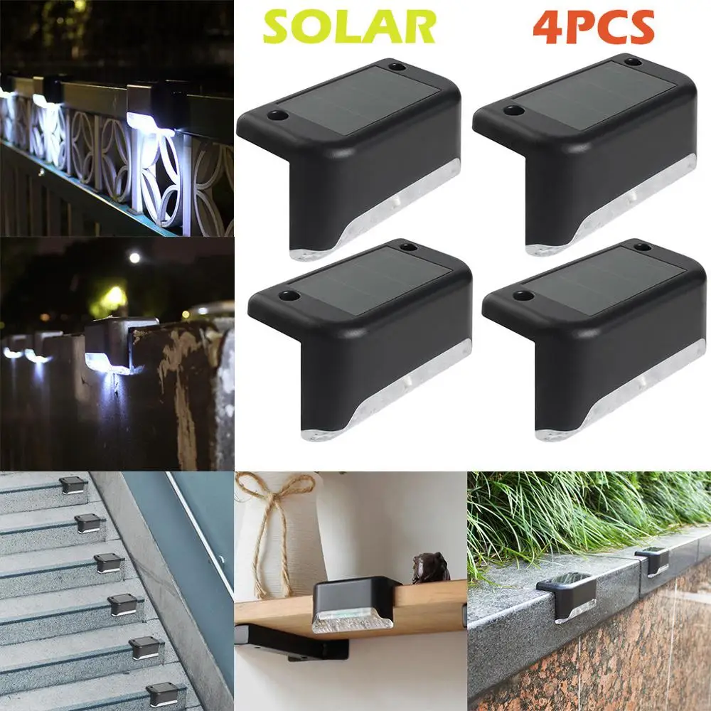 

4PCS LED Solar Light Path Stair Outdoor Light Garden Yard Fence Wall Landscape Lamps Outdoors Rechargeable Ni-MH Battery