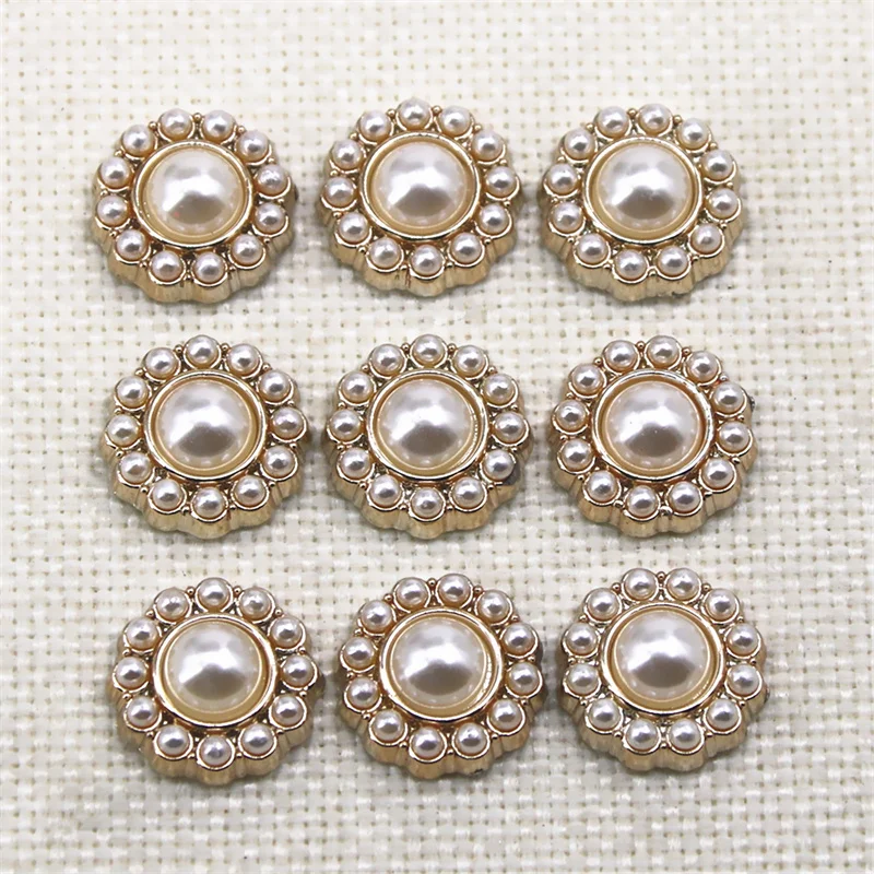 10/20/30pcs Golden Pearl flat back button di lusso Home Garden Crafts Cabochon Scrapbooking accessori di abbigliamento