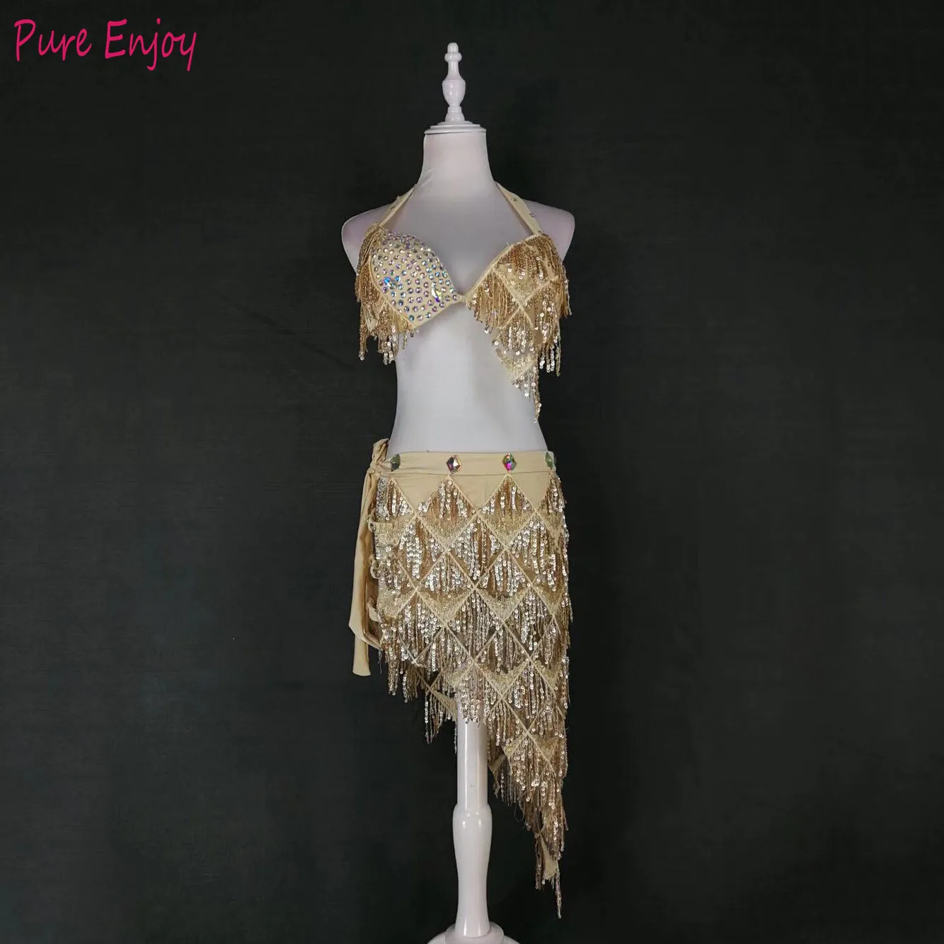 New Belly Dance Summer Sexy Short Skirt Costumes diamond Oriental Dance Practice Set Top+Skirt 2pcs custom made size