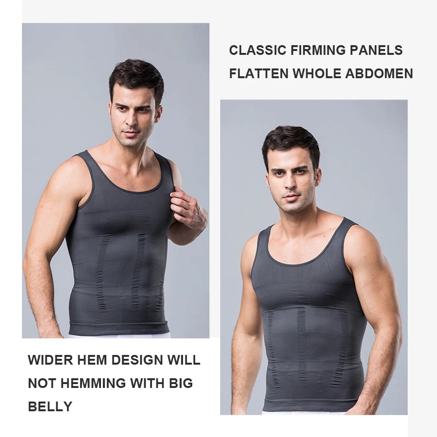 Men Compression Shirt Mens Slimming Body Shaper Abs Abdomen Vest to Hide Man Boobs Elastic Compress Shirts Shapewear Belt Tank