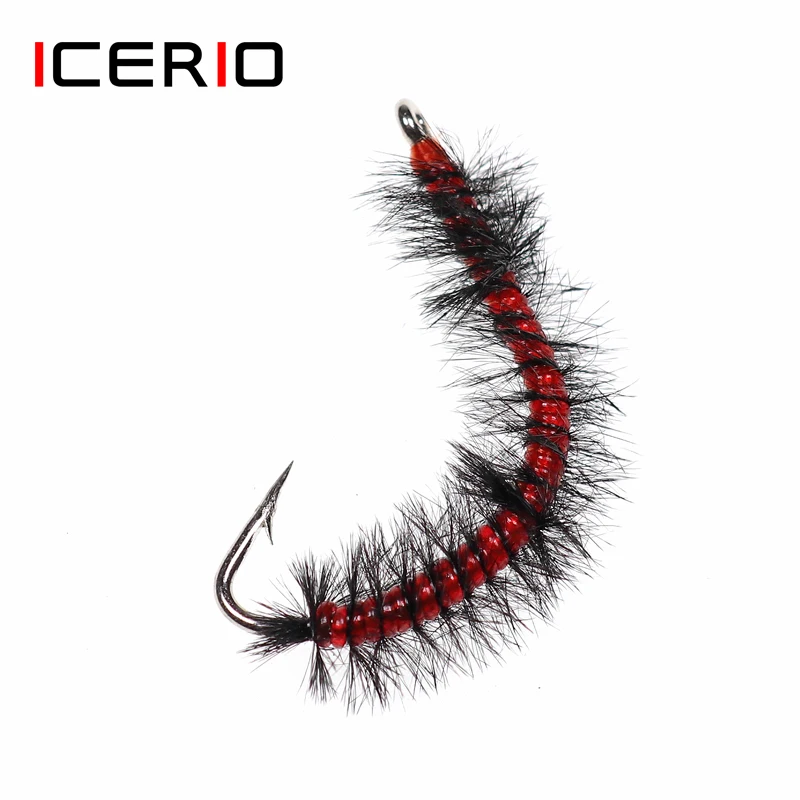 ICERIO 8PCS Red Bow San Juan Worm Nymphs Trout Fishing Fly Lures #6