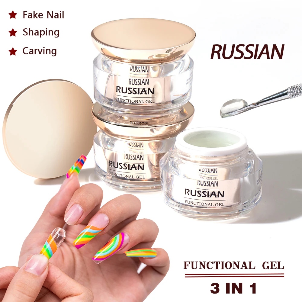 Vdn Sneldrogende Solid State Russische Nail Gel Polish 3 In 1 Voor Fake Nail Manicure Vormgeven Carving Diy Nail ontwerp Functionele Gel