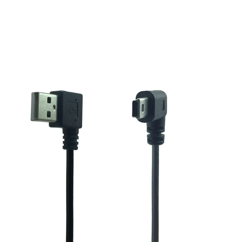 Mini USB Cable Male 90 Degree Left Angled to USB Male Right Angled Cable Sync Data Charge 0.2m