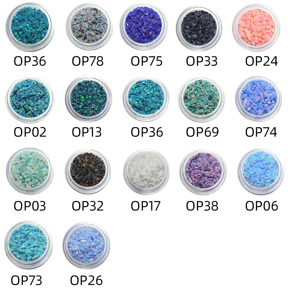 Factory Price (5 Gram/Lot)2mm-3mm OP01-OP78 Japan Import Synthetic Created Crushed Opal Chips  For Ring