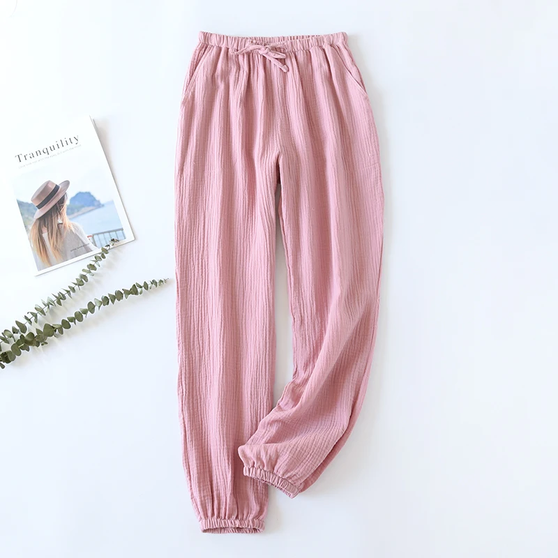 Pantalon Ete Femme Pijama Mujer Verano Coton Gaze Summer Pants Women Sleep Bottoms Spodnie Damskie Na Lato Trousers Sommerhosen