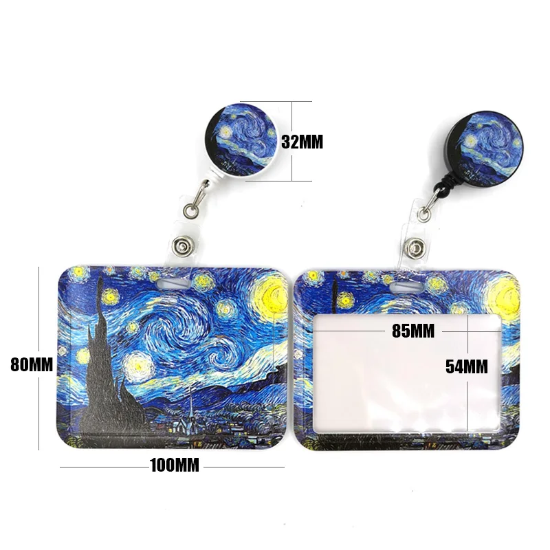 Van gogh Ölgemälde Starry Sky Lanyard Kreditkarte ID Halter Tasche Student Frauen Reise Karte Abdeckung Abzeichen Keychain Dekorationen