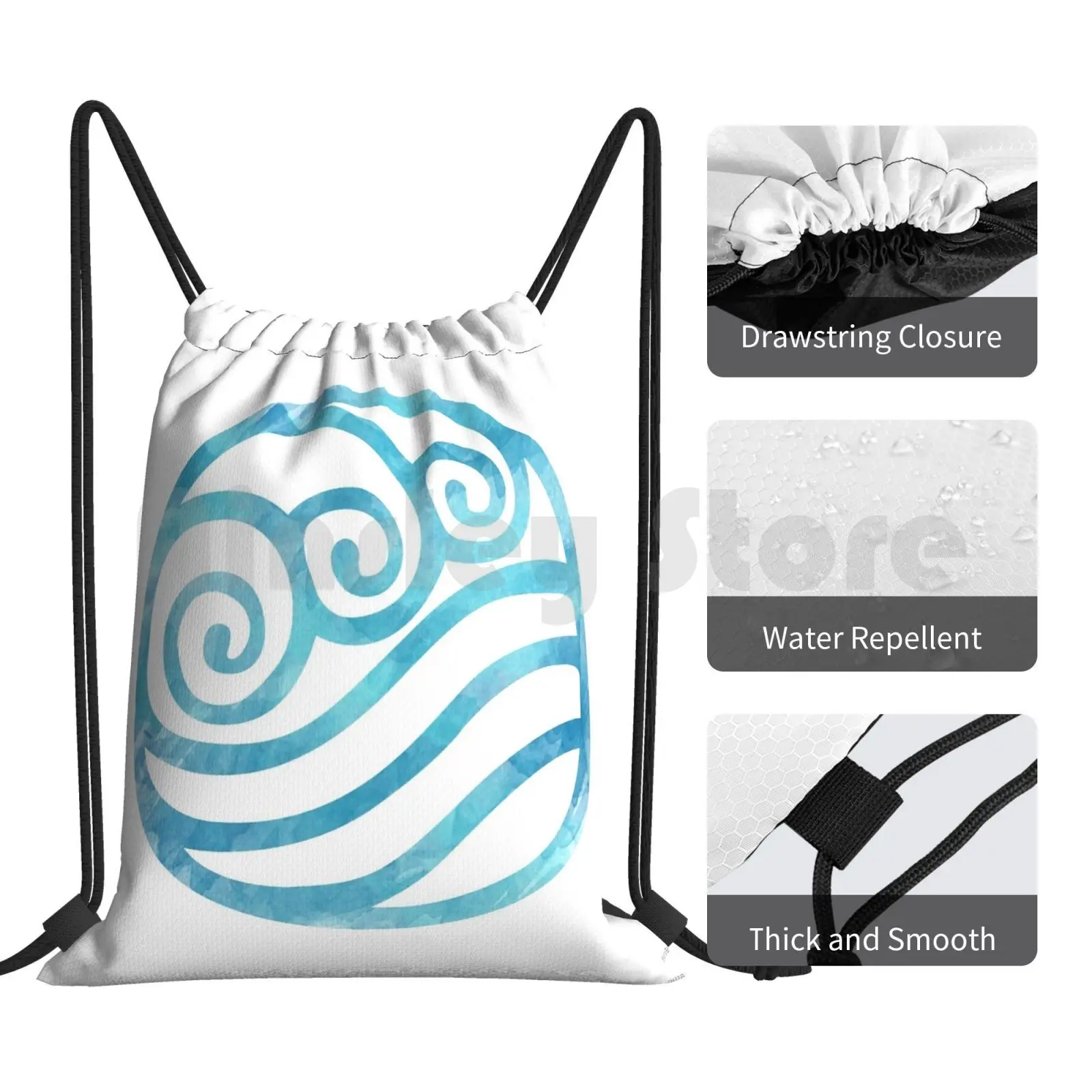 Акварельный рюкзак с символом водного племени, сумки на шнурке, спортивная сумка, водонепроницаемая акварель водного племени The Last Airbender Lok