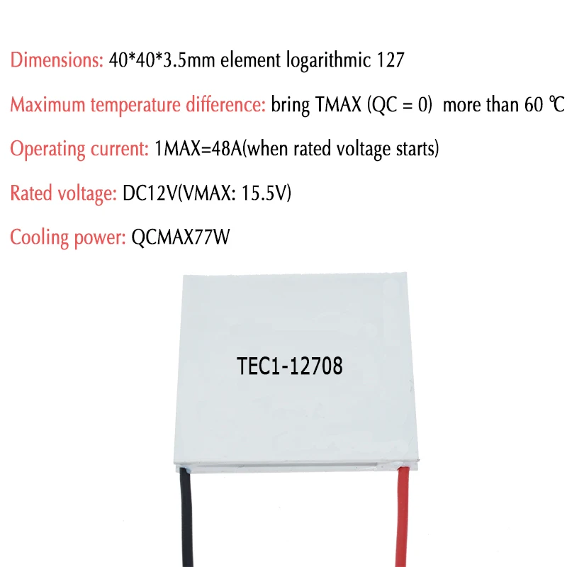 Refrigerador termoeléctrico Peltier, TEC1, 12703, 12704, 12705, 12706, 12708, 12709, 12710, 12712, 12715, 12730, 12V, 6A, TEC1-12706 TEC, bricolaje