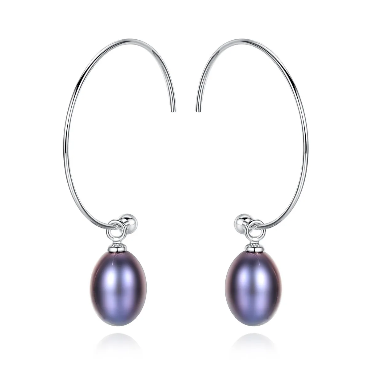 JQUEEN S925 Semi-circular Pearl Earrings Girls Women Freshwater Pearl Earrings Jewelry Gift