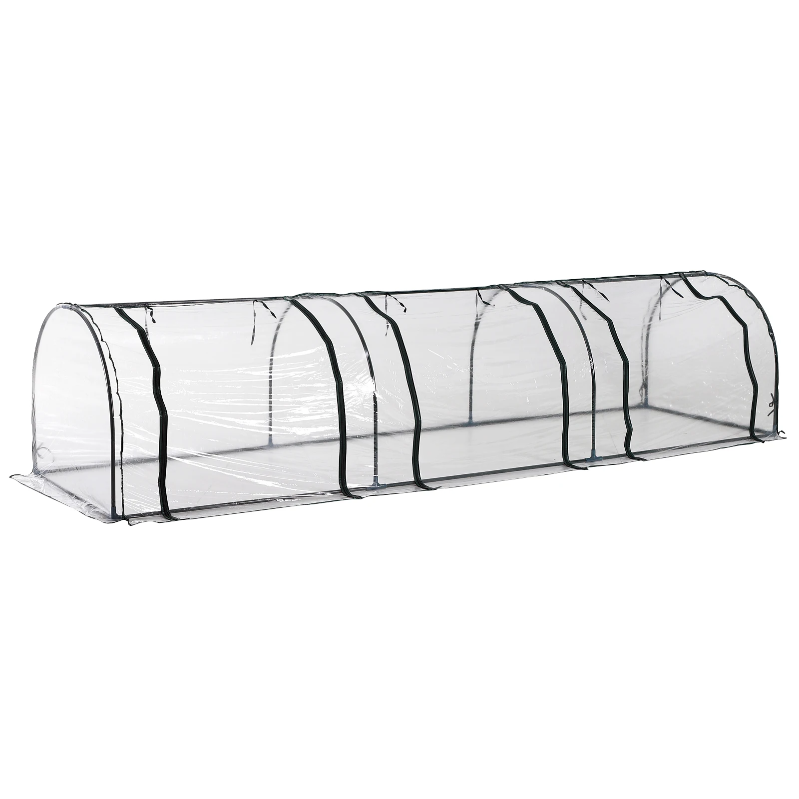 Outsunny Greenhouse Hut de Jardin 350x100x80 cm voor Jardin Terrace Groeipabriek tickseed TUNEL type platte setting Staal en PVC - afbeelding 2