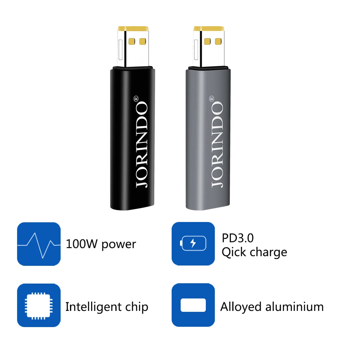 JORINDO Type-C female jack to small square plug Notebook computer PD decoy fast charge conversion head，100W