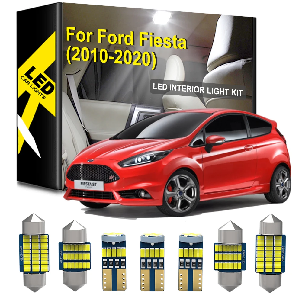 

Автомобильные лампы для Ford Fiesta MK6 MK7 MK8 2010 2015 2016 2017 2018 2019 2020 Светодиодный комплект внутреннего освещения багажника номерного знака Canbus White