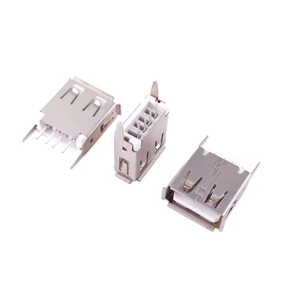 10PcsUSB Type A Standard Port Female Solder Jacks Connector PCB Socket type 180 Degrees Vertical 4pins USB Interface