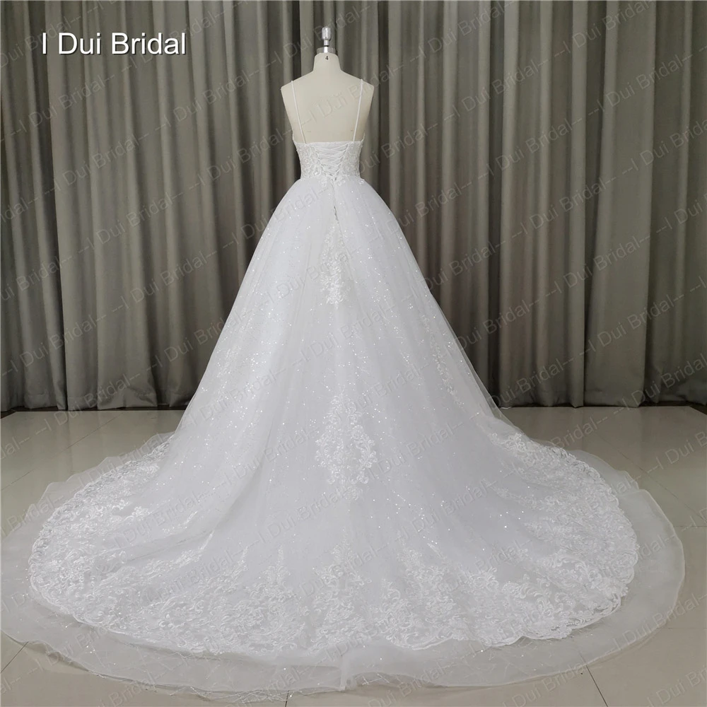 Pulseira de espaguete shinny vestido de baile vestido de casamento fábrica feito sob encomenda novias nupcial 2022 novo