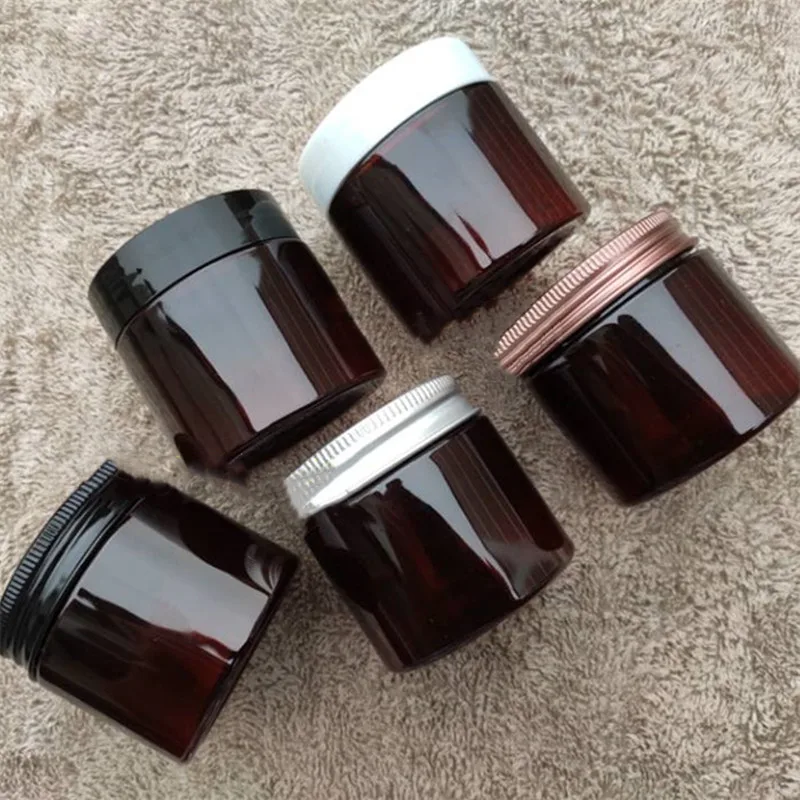 10/30/50/100pcs 50ml Travel Cosmetic Empty Bottle Brown Jar Pot Aluminum Cover Cream Eyeshadow Makeup Container Box