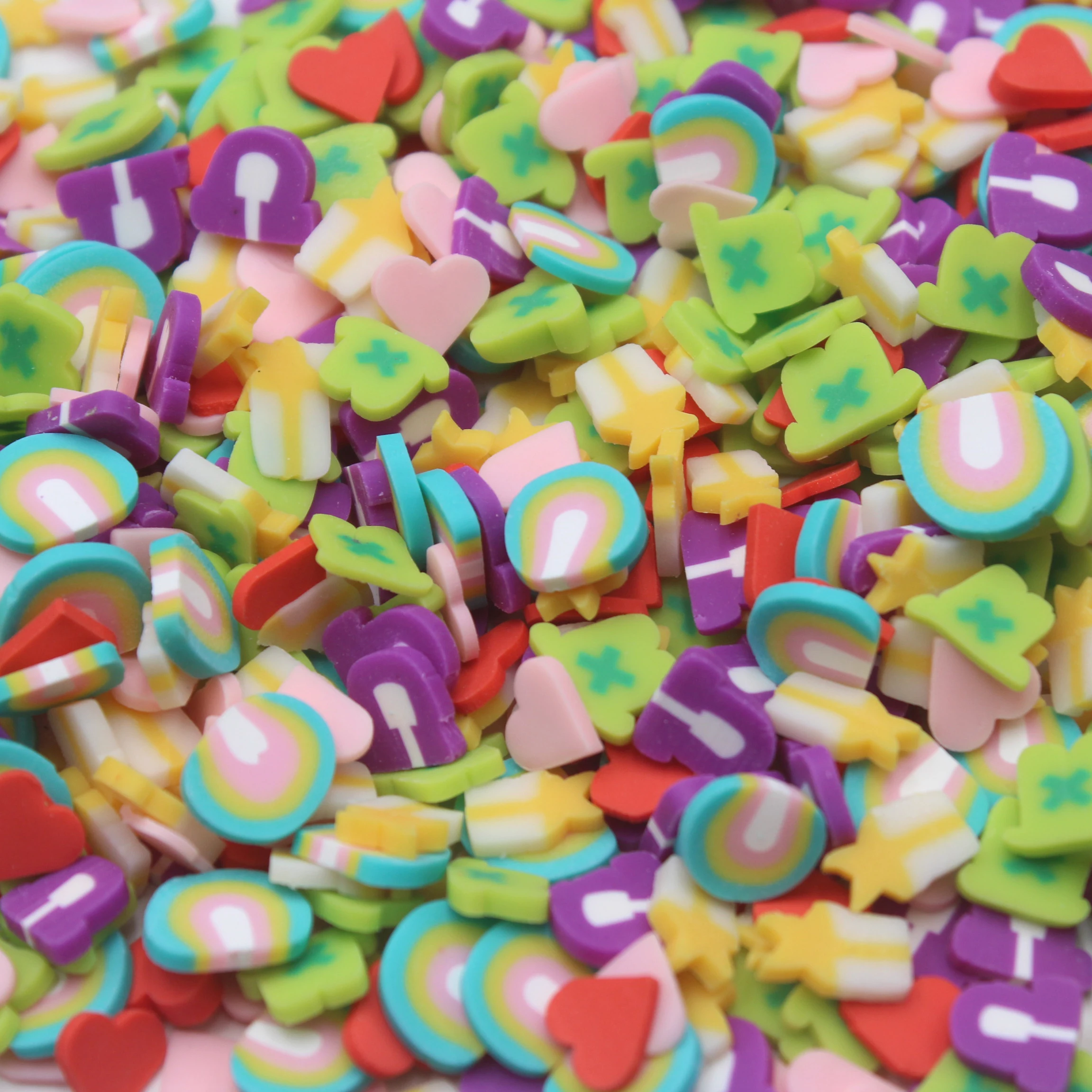 100g/Lot Multi Kinds Hats Rainbow Hearts Clay Slices Assorted Sprinkles for Slime DIY Crafts