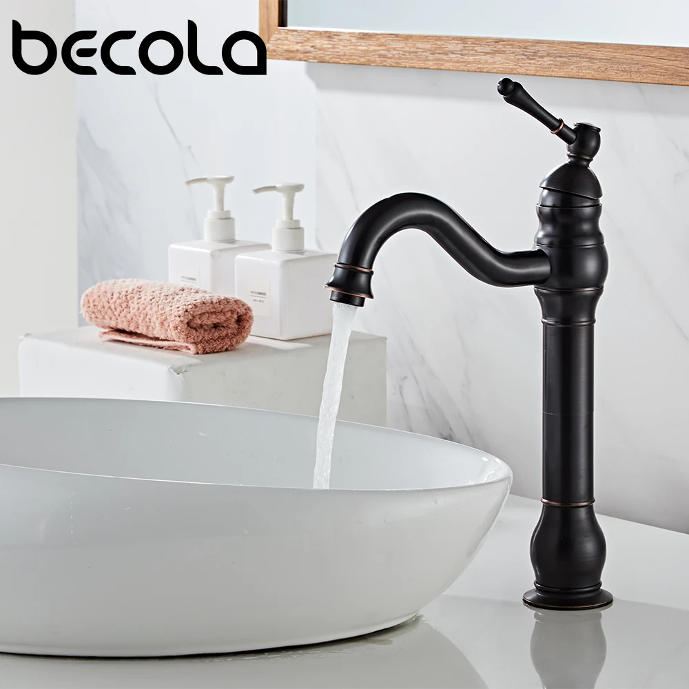 Basin Faucet Antique Black/Gold Bathroom Sink Mixer Tap Brass Chrome Wash Basin Tapware Single Handle Brushed Crane For Bathroom