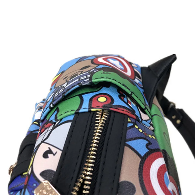 Disney Marvel Avengers Infinity War Backpack Women Bag For Girls PU Leather Schoolbag Deadpool Cartoon Baby Leather School Bags