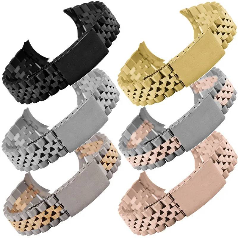 Solid 316L Stainless Steel Watchband 13mm 17mm 18mm 19mm 20mm 21mm 22mm Curved End Classic Metal Watch Strap Band Wristbands