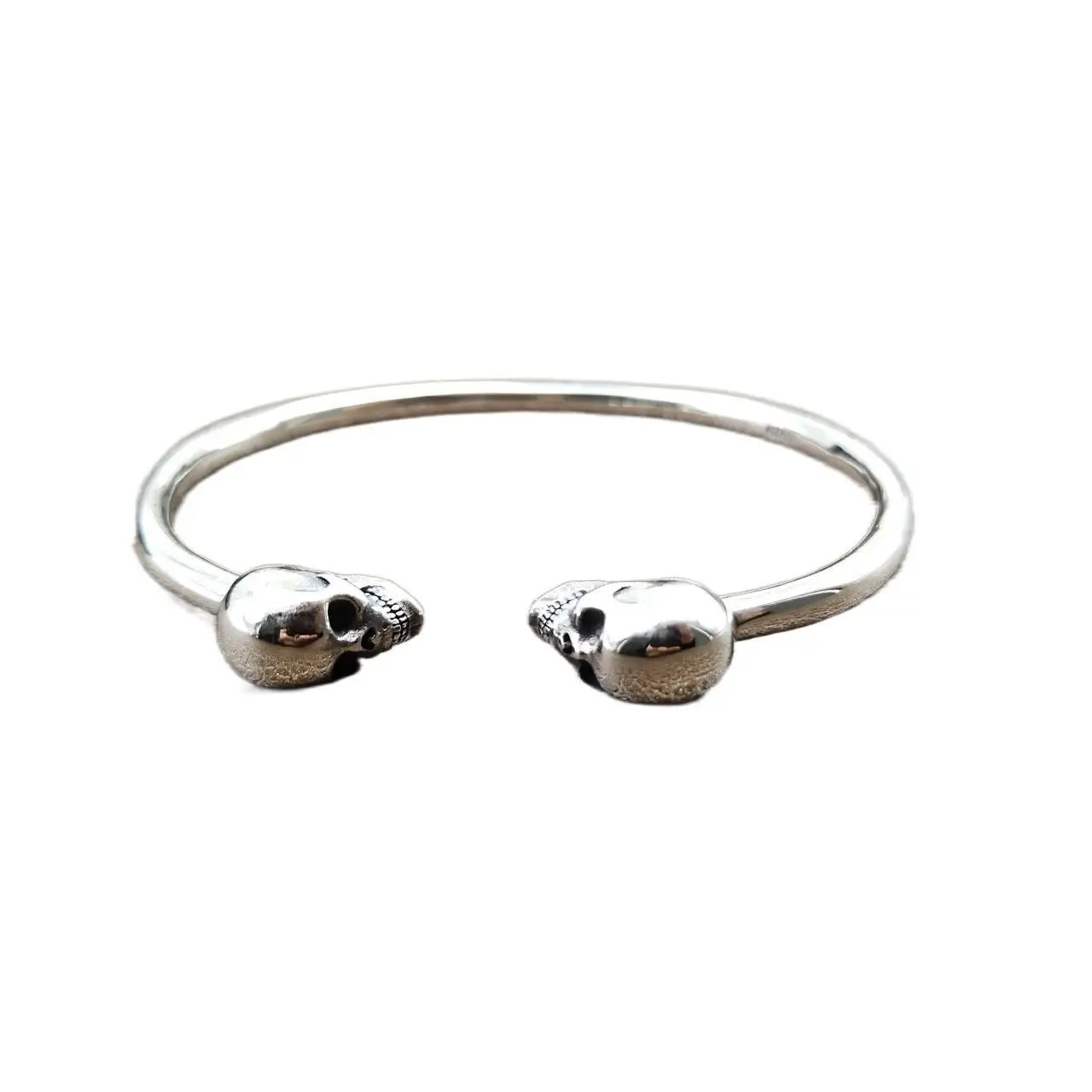 Bracciali in argento Sterling S925 per uomo donna nuovi gioielli a mano Punk con doppio teschio di moda da uomo