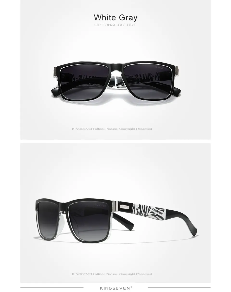 KINGSEVEN Marken-Polarisierte Sonnenbrille für Männer und Frauen, Quadratische Fahrerbrille, Outdoor-Sportbrille mit UV400-Schutz – Detail 5