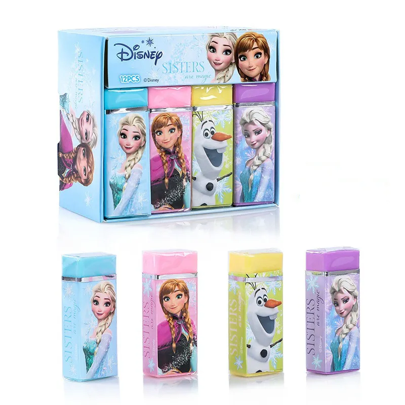 Imagem -02 - Disney Cartoon Erasers For Kids Papelaria Fofa Frozen Elsa Sofia Princesa Suprimentos Escolares Kawaii Prêmios para Crianças Presente de Natal