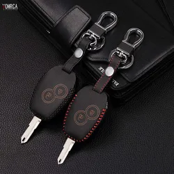 Genuine Leather Car Key Case For Renault 2 button Clio Scenic Megane Duster Sandero Captur Twingo Modus Remote Control Cover