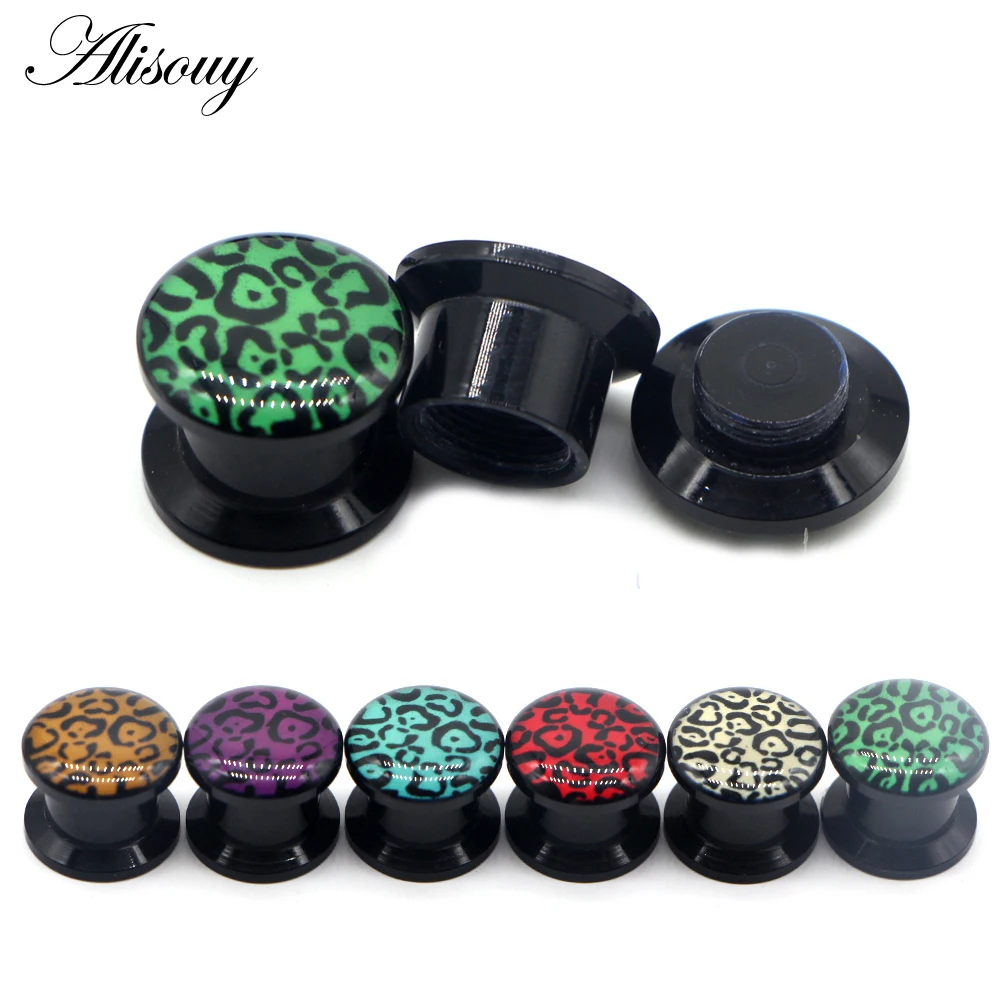 Alisouy 2 szt. Akrylowe śrubowe zatyczki do uszu i tunelowe kolczyki z płotem wskaźniki Piercing tunele do uszu Expander nosze wtyczka 2.5-10mm