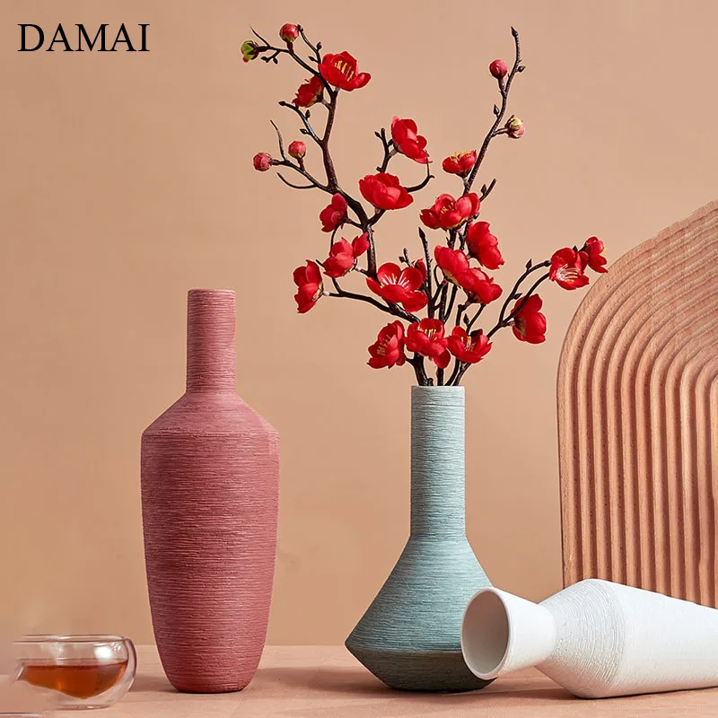 

Nordic Flowers Vases Simple Geometry Ceramic Vase Home Decor Ornaments Pots Plant Decorative Living Room Decoration Accessories