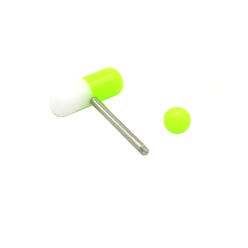 Straight Barbell Capsule Tongue Rings Acrylic Pill Piercing Jewelry Surgical Steel Bars 14G Wholesalee